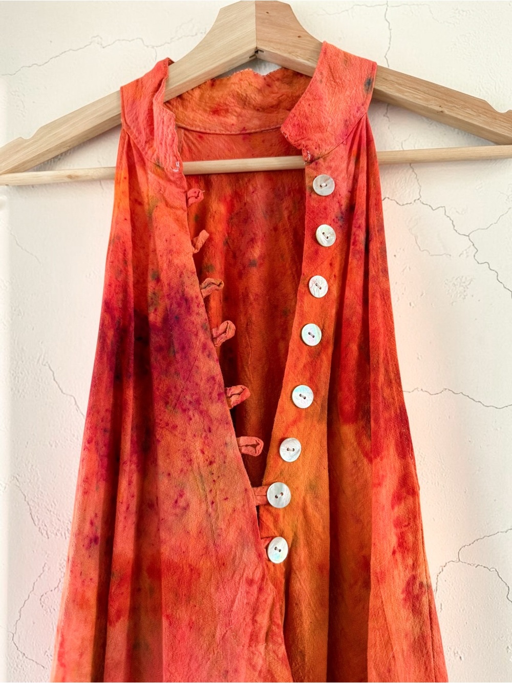 Organic Handmade Tie Dyed Kaftan Maxi Dress - Picture 4 of 7